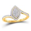 Image 1 : Womens Round Diamond Marquise-shape Cluster Ring 1/5 Cttw 10kt Yellow Gold - REF-14M9H