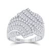 Womens Round Baguette Diamond Bypass Fashion Ring 1-3/4 Cttw 14kt White Gold - REF-101Y5N