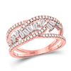 Womens Baguette Diamond Scattered Band Ring 1/2 Cttw 14kt Rose Gold - REF-40H9R