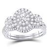 Image 1 : Oval Diamond Bridal Wedding Ring Band Set 1 Cttw 14kt White Gold - REF-93R9X