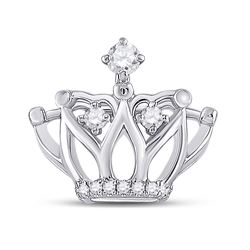 Womens Round Diamond Crown Fashion Pendant 1/6 Cttw 10kt White Gold - REF-14K9Y