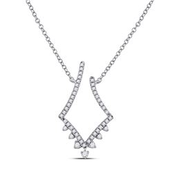 Womens Round Diamond Modern-V Fashion Necklace 1/4 Cttw 14kt White Gold - REF-30K9Y