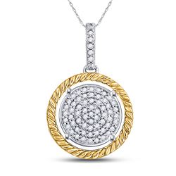 Womens Round Diamond Circle Pendant 1/12 Cttw 10kt Two-tone Gold - REF-10H5R