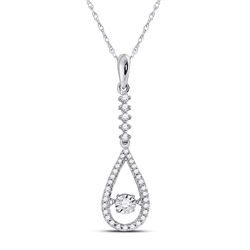 Womens Round Moving Twinkle Diamond Teardrop Pendant 1/5 Cttw 10kt White Gold - REF-15R9X