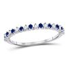 Image 1 : Womens Round Blue Sapphire Diamond Stackable Band Ring 1/5 Cttw 10kt White Gold - REF-12H9R