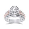Image 1 : Oval Diamond Bridal Wedding Ring Band Set 1 Cttw 14kt Two-tone Gold - REF-115F9W