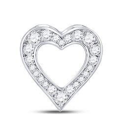 Womens Round Diamond Outline Heart Pendant 1/5 Cttw 10kt White Gold - REF-10R5X