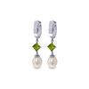 Image 1 : Genuine 9.5 ctw Pearl & Peridot Earrings 14KT White Gold - REF-53R2P