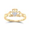 Image 1 : Womens Round Diamond Claddagh Heart Ring .02 Cttw 10kt Yellow Gold - REF-10X9A