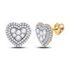 Image 1 : Womens Round Diamond Heart Cluster Earrings 1 Cttw 14kt Yellow Gold - REF-71Y9N