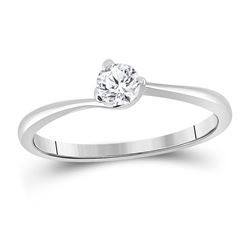 Womens Round Diamond Solitaire Bridal Wedding Engagement Ring 1/4 Cttw 14kt White Gold - REF-27W9K