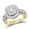 Image 1 : Round Diamond Bridal Wedding Ring Band Set 1 Cttw 14kt Yellow Gold - REF-93M9H