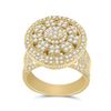 Mens Round Diamond Statement Cluster Ring 2-5/8 Cttw 14kt Yellow Gold - REF-203X9A