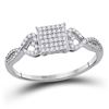 Image 1 : Womens Round Diamond Square Cluster Ring 1/5 Cttw 10kt White Gold - REF-14F5W