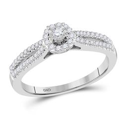 Round Diamond Solitaire Bridal Wedding Engagement Ring 1/4 Cttw 10kt White Gold - REF-17R5X