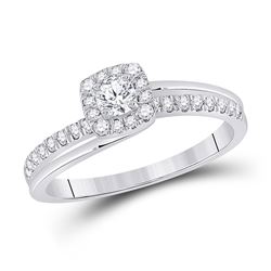 Round Diamond Bridal Wedding Ring Band Set 1/2 Cttw 10kt White Gold - REF-41M5H