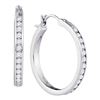 Image 1 : Womens Round Diamond Hoop Snap-down Post Earrings 1 Cttw 14kt White Gold - REF-98X5A