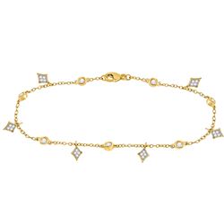 Womens Round Diamond Dangle Fashion Bracelet 1/3 Cttw 10kt Yellow Gold - REF-27F9W