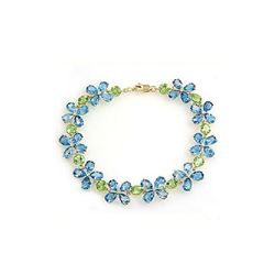 Genuine 20.7 ctw Blue Topaz & Peridot Bracelet 14KT White Gold - REF-142W9Y