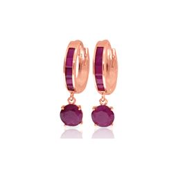 Genuine 3.3 ctw Ruby Earrings 14KT Rose Gold - REF-59T2A