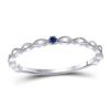 Image 1 : Womens Round Blue Sapphire Milgrain Stackable Band Ring .01 Cttw 10kt White Gold - REF-7W5K