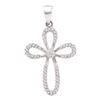 Image 1 : Womens Round Diamond Oblong Cross Outline Pendant 1/5 Cttw 10kt Yellow Gold - REF-8H5R