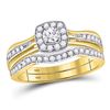 Image 1 : Round Diamond Bridal Wedding Ring Band Set 1/2 Cttw 14kt Yellow Gold - REF-57N9F