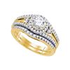 Image 1 : Round Diamond Bridal Wedding Ring Band Set 1-1/4 Cttw 14kt Yellow Gold - REF-186X5A
