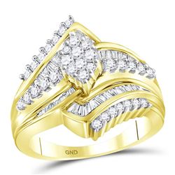 Round Diamond Oval Cluster Bridal Wedding Engagement Ring 1 Cttw 14kt Yellow Gold - REF-87R9X