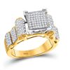 Image 1 : Round Diamond Cluster Bridal Wedding Engagement Ring 1/2 Cttw 10kt Yellow Gold - REF-36W9K