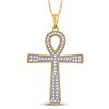 Image 1 : Mens Round Diamond Ankh Cross Charm Pendant 1/6 Cttw 10kt Yellow Gold - REF-14X9A