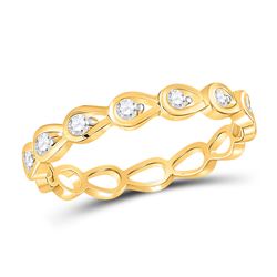 Womens Round Diamond Stackable Band Ring 1/5 Cttw 10kt Yellow Gold - REF-16F9W