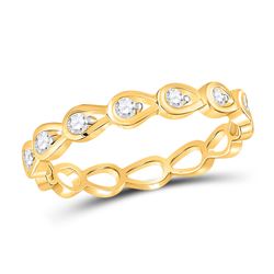 Womens Round Diamond Stackable Band Ring 1/5 Cttw 10kt Yellow Gold - REF-16F9W