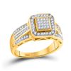 Image 1 : Womens Round Diamond Square Frame Cluster Ring 1/4 Cttw 10kt Yellow Gold - REF-24N9F