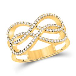 Womens Round Diamond Double Infinity Ring 1/3 Cttw 10kt Yellow Gold - REF-27K9Y