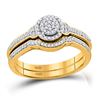 Image 1 : Round Diamond Cluster Bridal Wedding Ring Band Set 1/4 Cttw 10k Yellow Gold - REF-27N5F