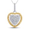 Image 1 : Womens Round Diamond Rope Heart Pendant 1/12 Cttw 10kt Two-tone Gold - REF-12N9F