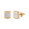 Image 1 : Womens Round Diamond Square Earrings 1/20 Cttw 10kt Yellow Gold - REF-4N9F