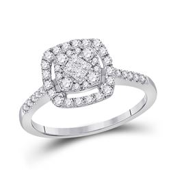 Princess Diamond Cluster Bridal Wedding Engagement Ring 1/2 Cttw 14kt White Gold - REF-43M5H