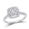 Image 1 : Princess Diamond Cluster Bridal Wedding Engagement Ring 1/2 Cttw 14kt White Gold - REF-43M5H