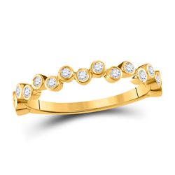 Womens Round Diamond Stackable Band Ring 1/4 Cttw 10kt Yellow Gold - REF-16W9K