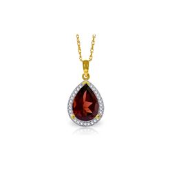 Genuine 4.06 ctw Garnet & Diamond Necklace 14KT Yellow Gold - REF-70R2P