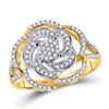 Image 1 : Womens Round Diamond Pinwheel Cluster Fashion Ring 1/3 Cttw 10kt Yellow Gold - REF-32K5Y
