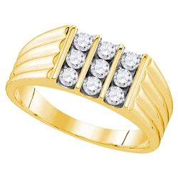 Mens Round Diamond Wedding Band Ring 3/4 Cttw 10kt Yellow Gold - REF-73K9Y