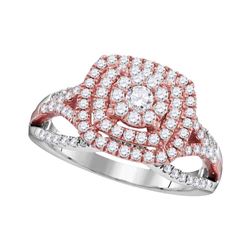 Round Diamond Solitaire Bridal Wedding Engagement Ring 1 Cttw 10kt Two-tone Gold - REF-76N9F