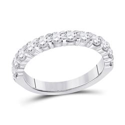 Womens Machine Set Round Diamond Wedding Band 1 Cttw 14kt White Gold - REF-85A5M