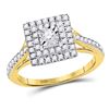 Image 1 : Round Diamond Square Bridal Wedding Engagement Ring 1/2 Cttw 10kt Yellow Gold - REF-38R9X