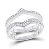 Image 1 : Womens Round Diamond Wedding Wrap Band Ring Guard Enhancer 1/3 Cttw 14kt White Gold - REF-47W9K