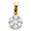Image 1 : Womens Round Diamond Flower Cluster Pendant 1/2 Cttw 14kt Yellow Gold - REF-30R9X