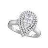 Image 1 : Princess Round Diamond Teardrop Bridal Wedding Engagement Ring 5/8 Cttw 14kt White Gold - REF-73W9K